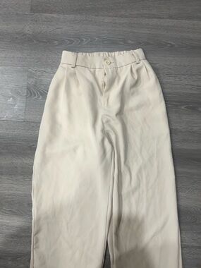 Cream High-Waisted Wide Leg Pants